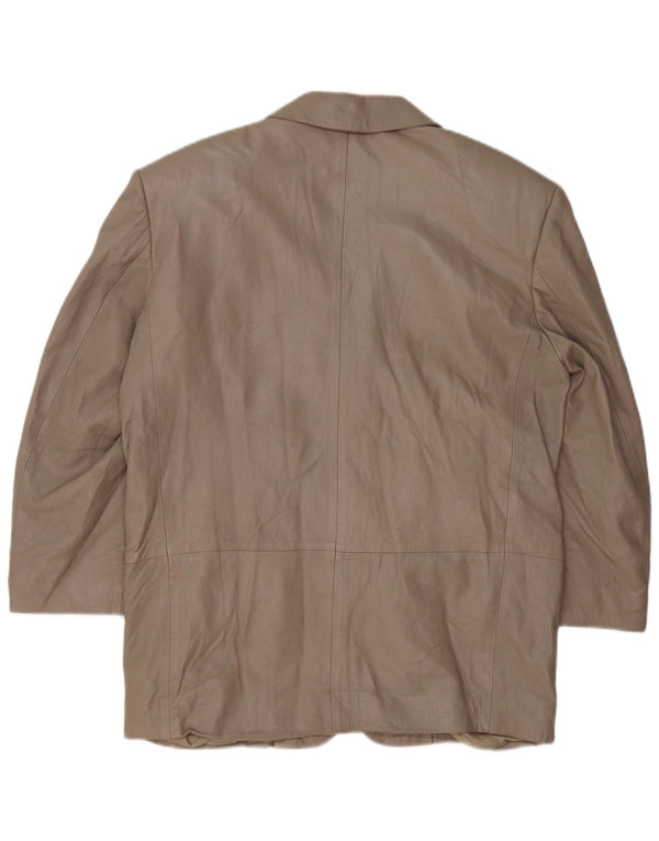 VINTAGE ženska kožna jakna sako s 3 gumba UK 16 Velika siva kožna