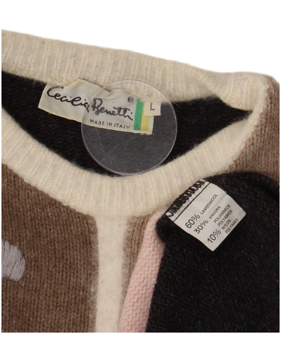 Ženski džemper s okruglim izrezom Cecilia Benetti UK 16 Large Gray Lambswool