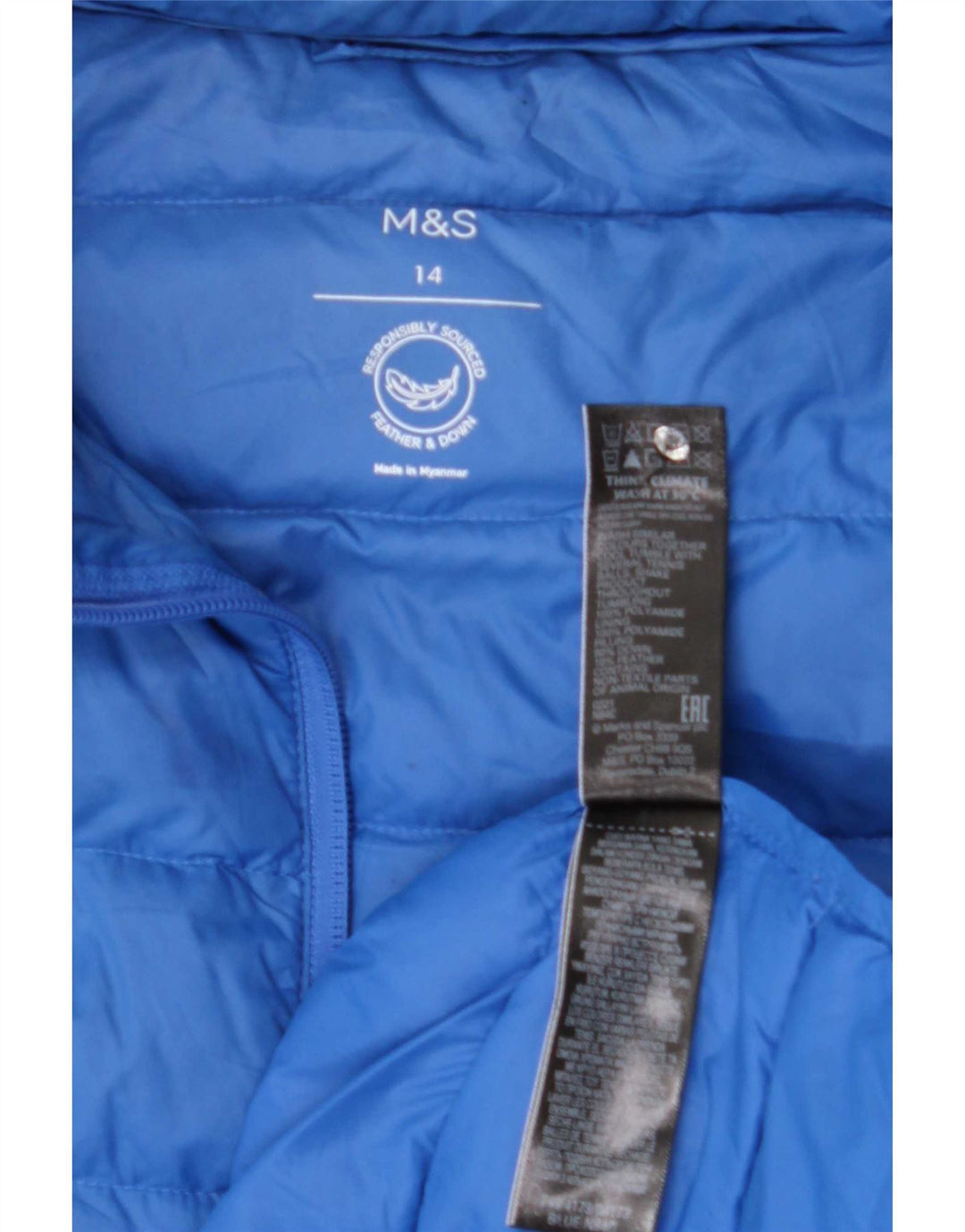 Marks & Spencer ženska podstavljena jakna UK 14 Large Blue Polyamide