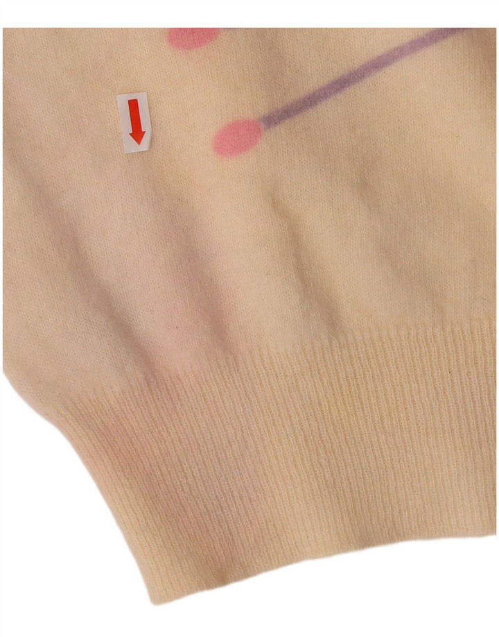 VINTAGE ženski džemper s okruglim izrezom UK 16 Veliki sivobijeli geometrijski