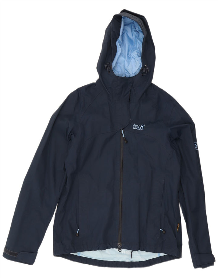 Jack Wolfskin ženska kišna jakna s kapuljačom UK 12/14 Srednje tamnoplava poliamidna