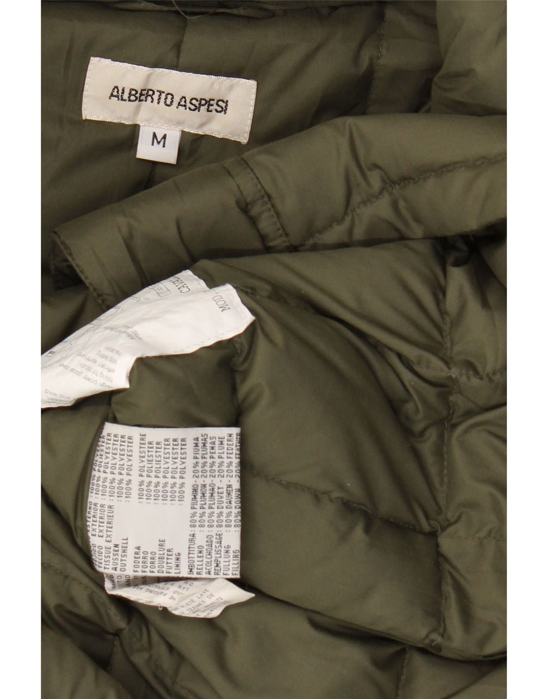 ALBERTO ASPESI Ženski podstavljeni kaput s kapuljačom UK 14 Srednji kaki poliester