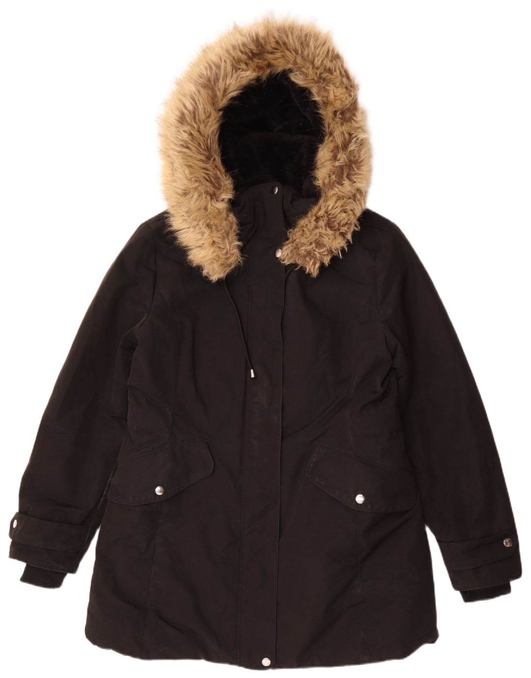 Zara ženska parka jakna s kapuljačom UK 18 XL crni poliester