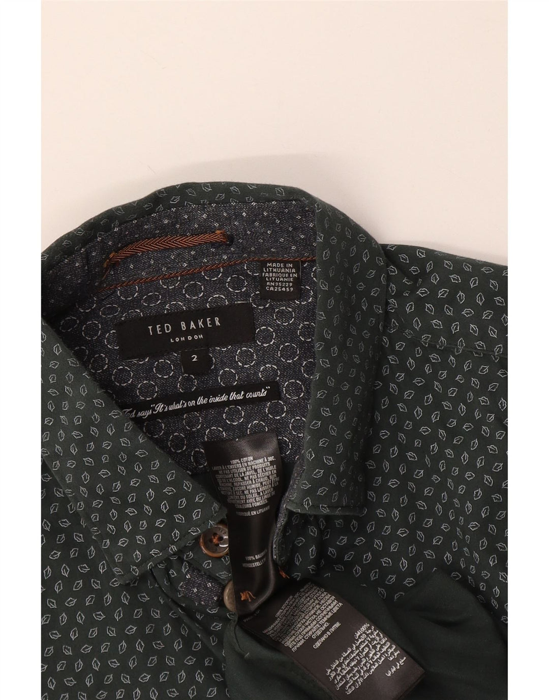 Ted Baker muška košulja veličina 2 Mala zelena geometrijska pamuk