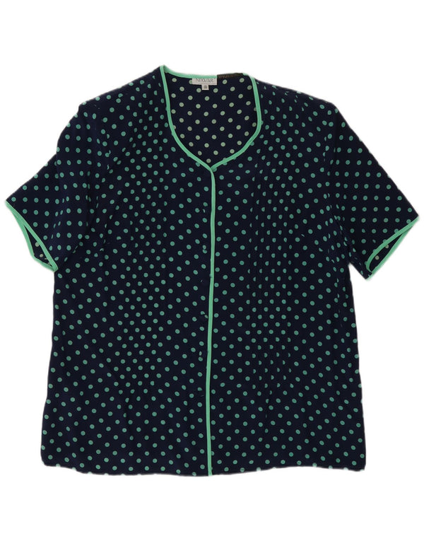 Nixmar ženska košulja kratkih rukava bluza UK 19 XL tamnoplava Svila na točkice