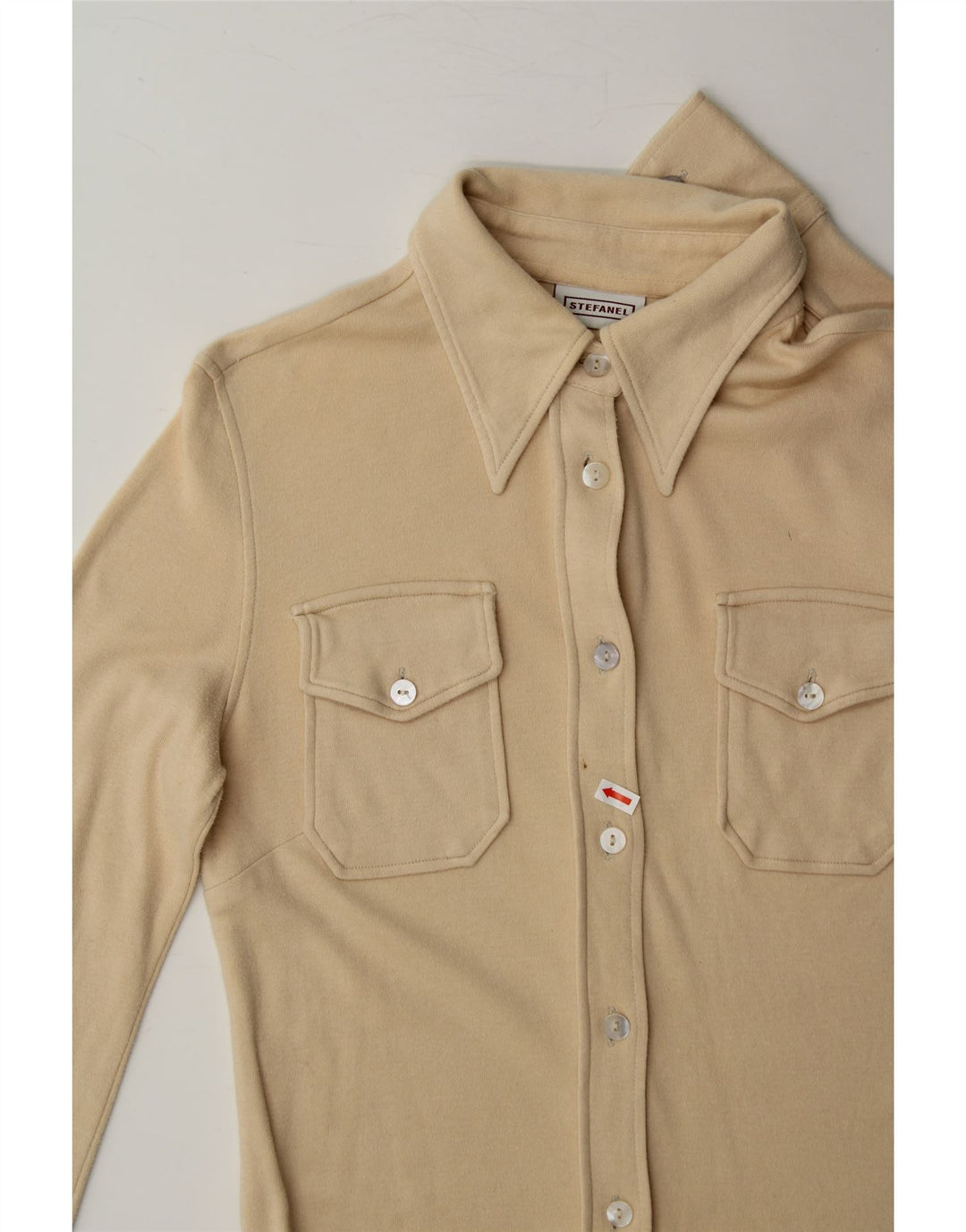 STEFANEL Womens Shirt UK 12 Medium Beige Vintage Stefanel and Second-Hand Stefanel from Messina Hembry 