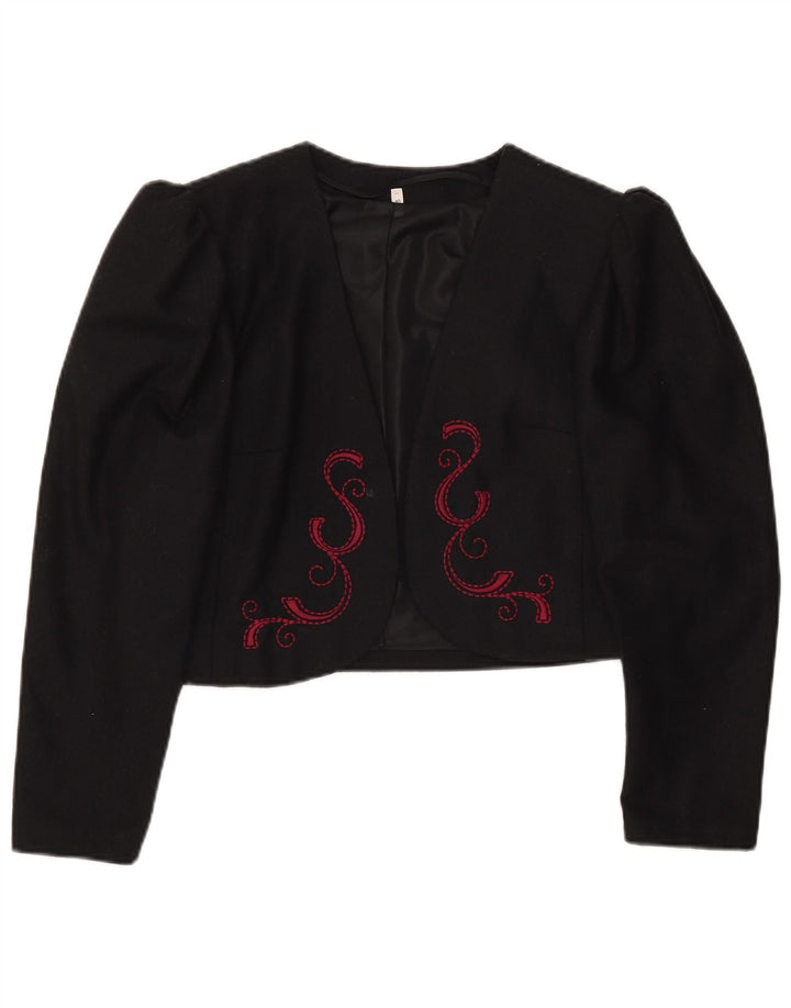 Vintage ženski kratki sako jakna EU 40 srednji crni poliester