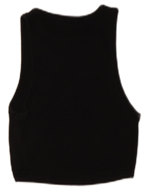 ZARA Womens Crop Vest Top UK 12 Medium Black Cotton