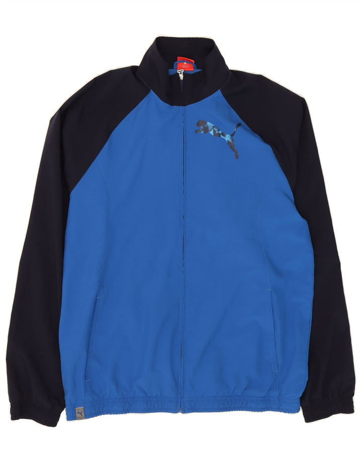 PUMA Mens Graphic Tracksuit Top Jacket Large Blue Colourblock Polyester Vintage Puma and Second-Hand Puma from Messina Hembry 