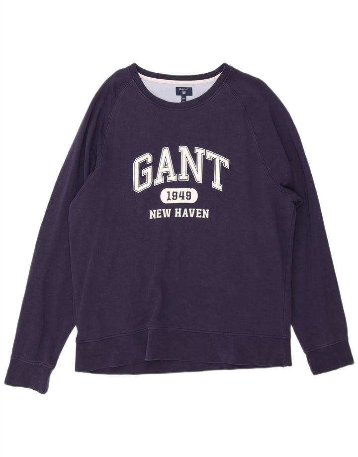 GANT Muški džemper New Haven Graphic Sweatshirt 4XL tamnoplavi pamuk