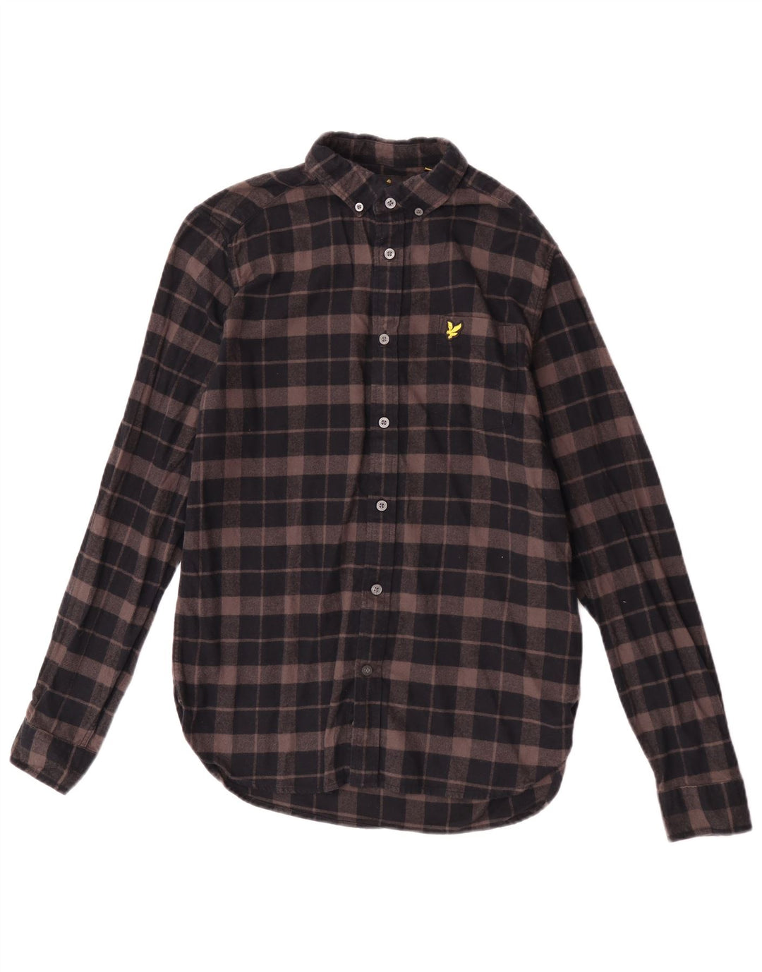 Lyle & Scott muška flanelska košulja, pamuk, mala smeđa karirana boja
