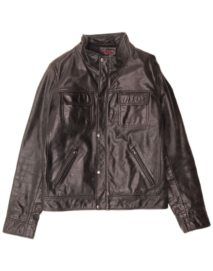 OAKWOOD Mens Leather Jacket UK 38 Medium Black Leather