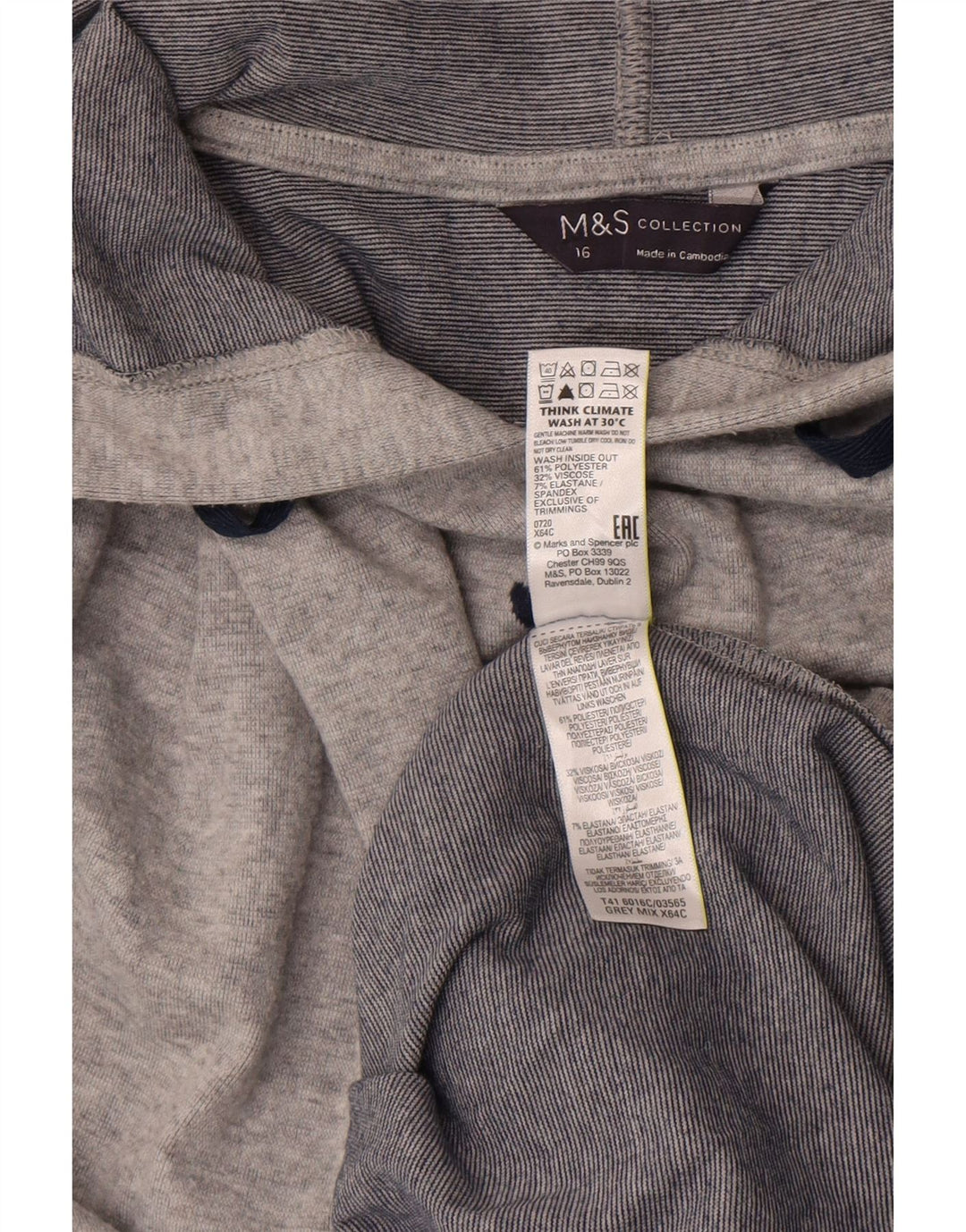 Marks & Spencer ženska majica s kapuljačom s kapuljačom s grafičkim motivima UK 16 velika siva