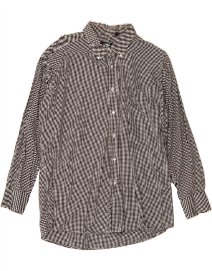 TRUSSARDI Mens Shirt Size 45/46 2XL Black Gingham Vintage Trussardi and Second-Hand Trussardi from Messina Hembry 