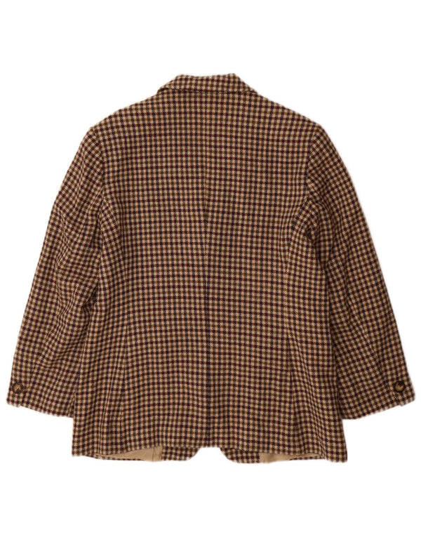 Marella Ženska jakna sa 3 gumba UK 18 XL Smeđa Houndstooth Nova vuna