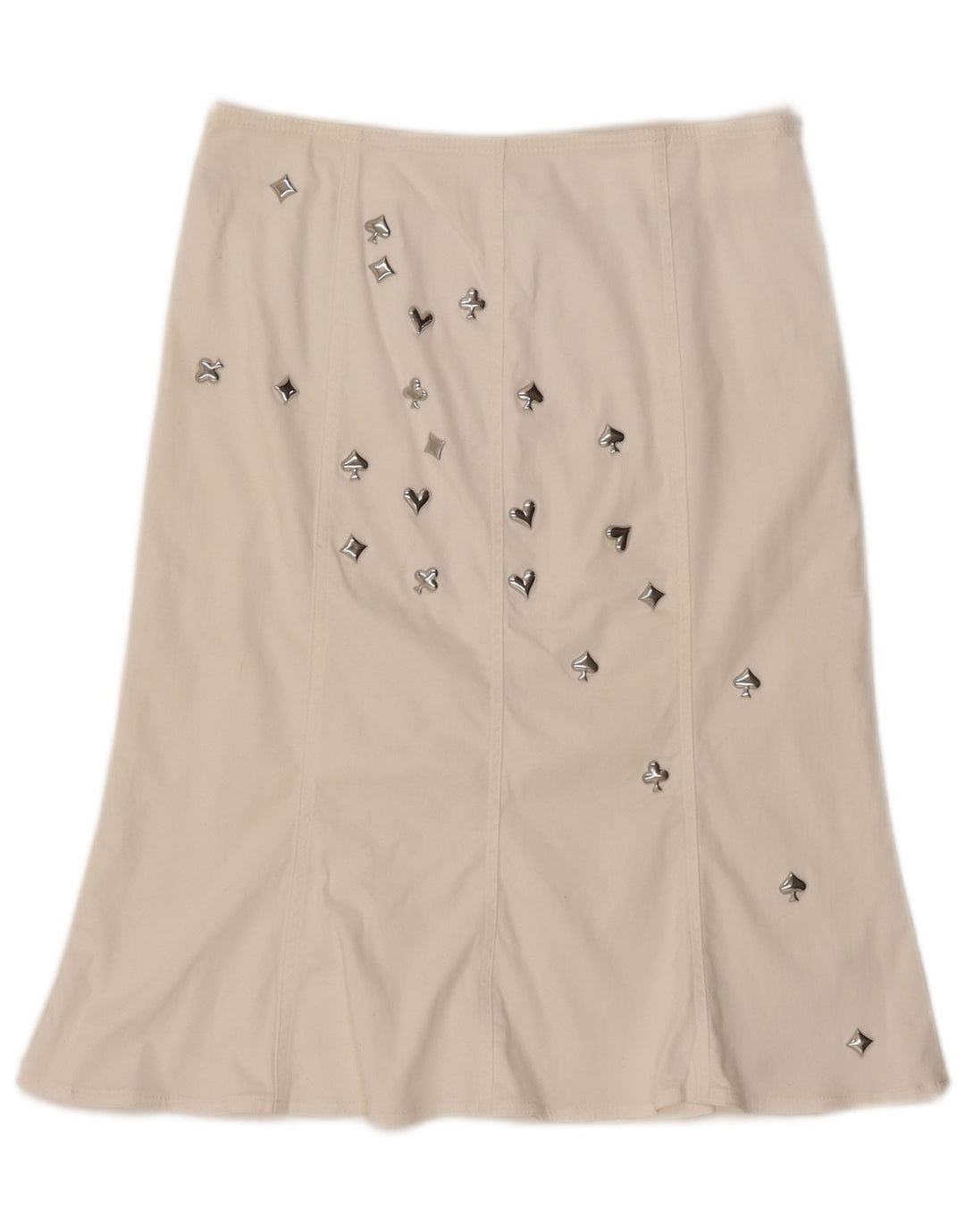 MOSCHINO ženska suknja A-kroja visokog struka UK 14 W30 L23 bijeli pamuk