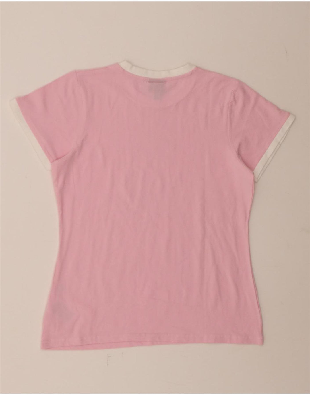 ELLESSE Womens T-Shirt Top UK 14 Medium Pink Cotton Vintage Ellesse and Second-Hand Ellesse from Messina Hembry 