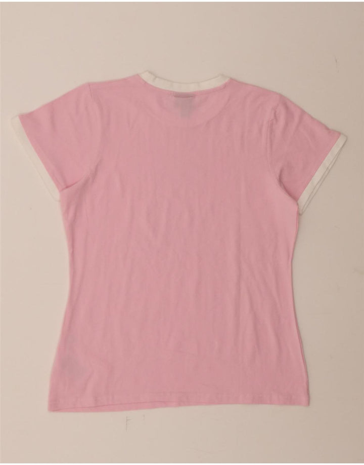 ELLESSE Womens T-Shirt Top UK 14 Medium Pink Cotton Vintage Ellesse and Second-Hand Ellesse from Messina Hembry 