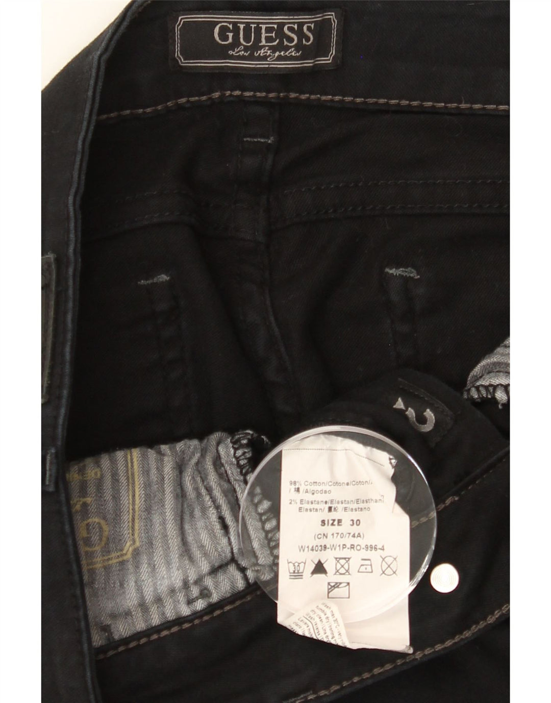 GUESS Womens Straight Jeans W30 L33 Black Cotton Vintage Guess and Second-Hand Guess from Messina Hembry 