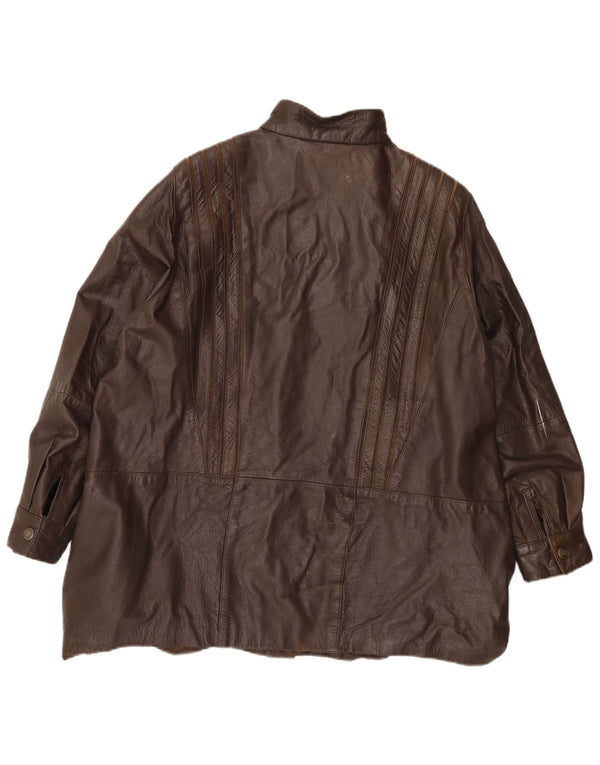 Vintage ženska kožna jakna UK 22 3XL smeđa