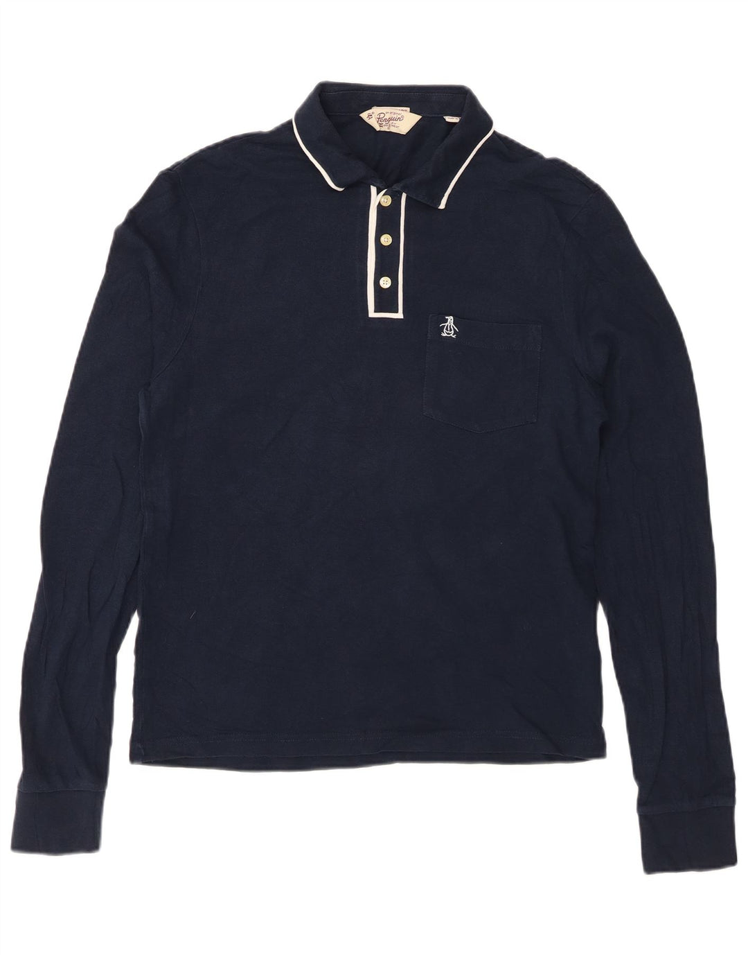 PENGUIN Heritage muška uska polo majica dugih rukava Srednje tamnoplava