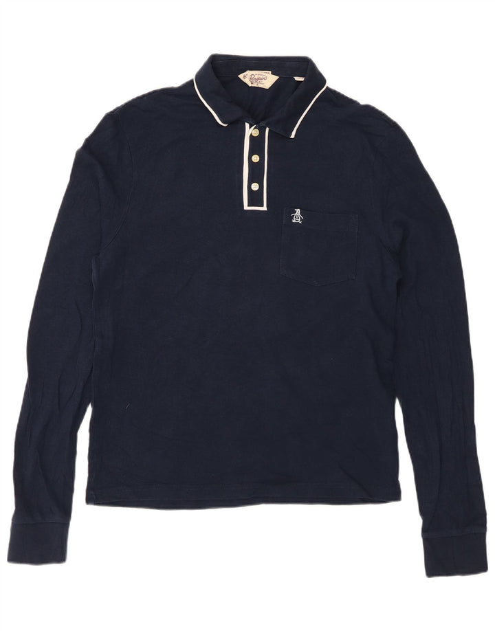 PENGUIN Heritage muška uska polo majica dugih rukava Srednje tamnoplava