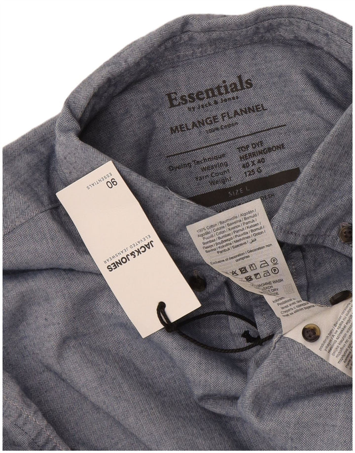 Jack & Jones muška flanelska košulja velika plava riblja kost od pamuka