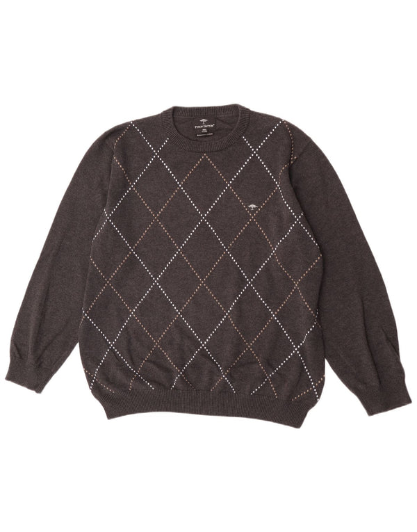 Fynch Hatton muški džemper s okruglim izrezom 2XL sivi Argyle/Diamond pamuk