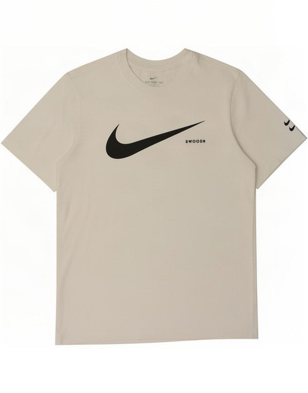 Nike Mens Swoosh Graphic T-Shirt Top Medium White Cotton