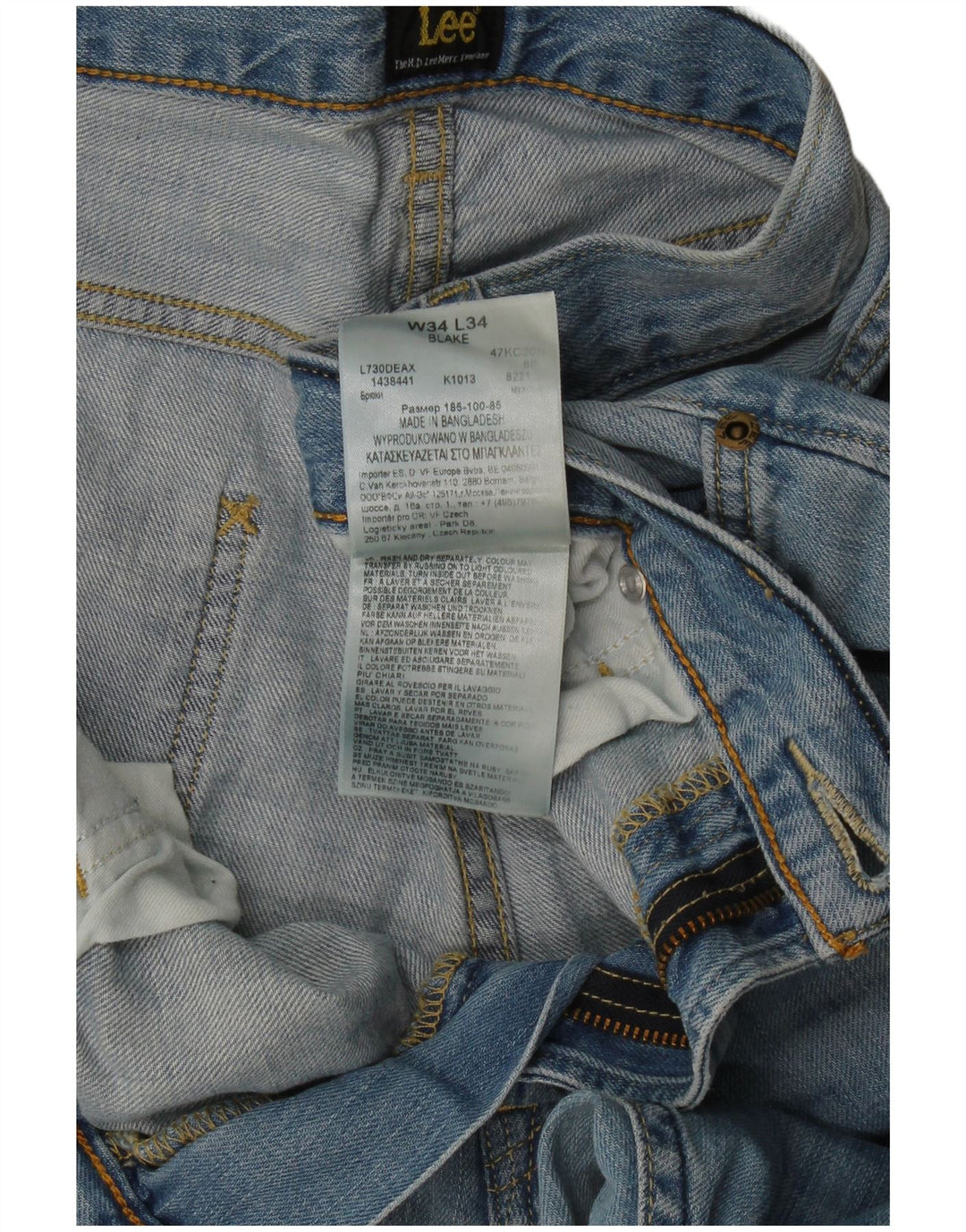 Lee Mens Blake Straight Jeans W34 L34 Plavi pamuk