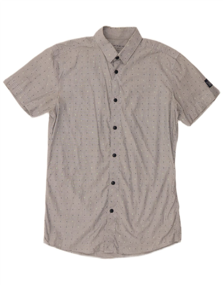 Jack & Jones muška košulja kratkih rukava, pamuk srednje sive točke