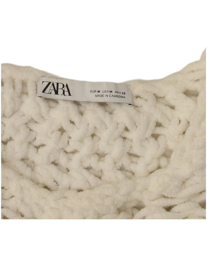 Zara ženski pulover s okruglim izrezom i dugim izrezom UK 14 srednje bijele boje