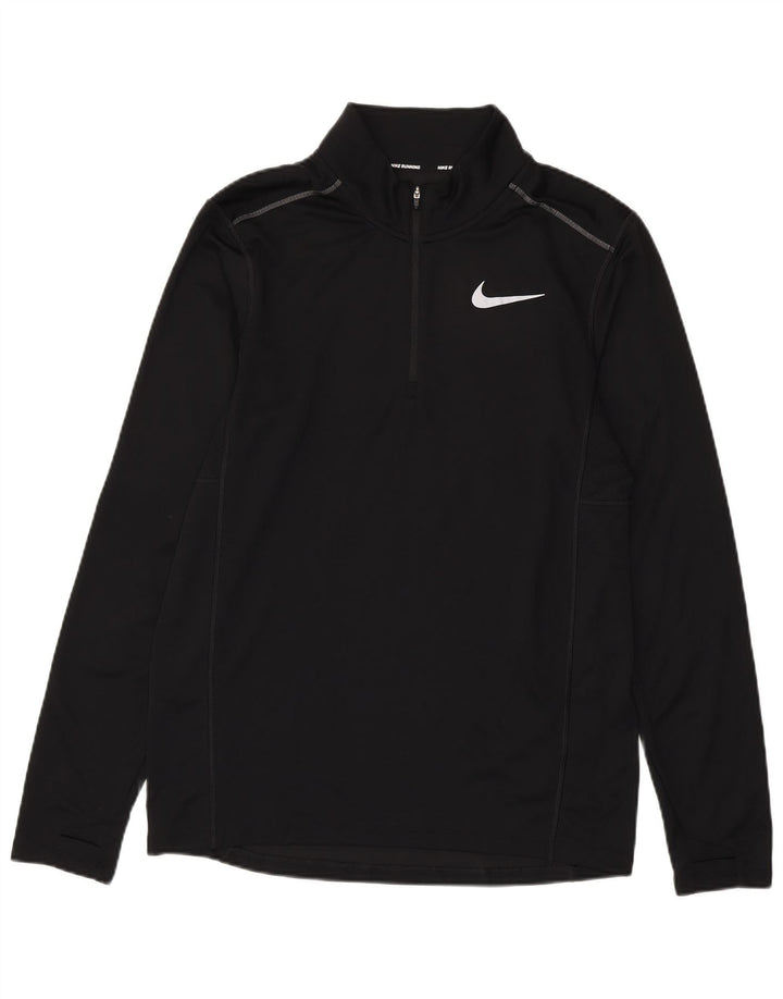 Nike Dri Fit majica s izrezom i srednjim gornjim dijelom trenirke od crnog poliestera