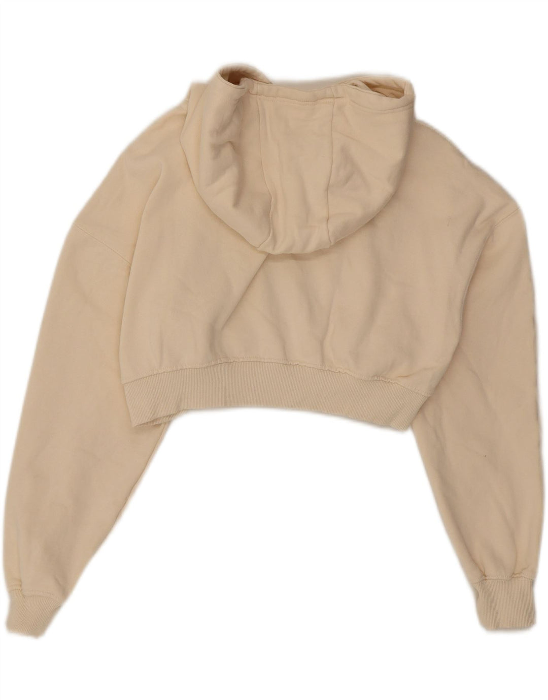 PULL & BEAR Womens Crop Hoodie Jumper UK 10 Small Off White Vintage Pull & Bear and Second-Hand Pull & Bear from Messina Hembry 