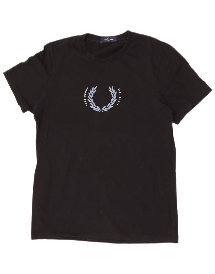 Fred Perry muška majica kratkih rukava s grafičkim motivima, mali crni pamuk