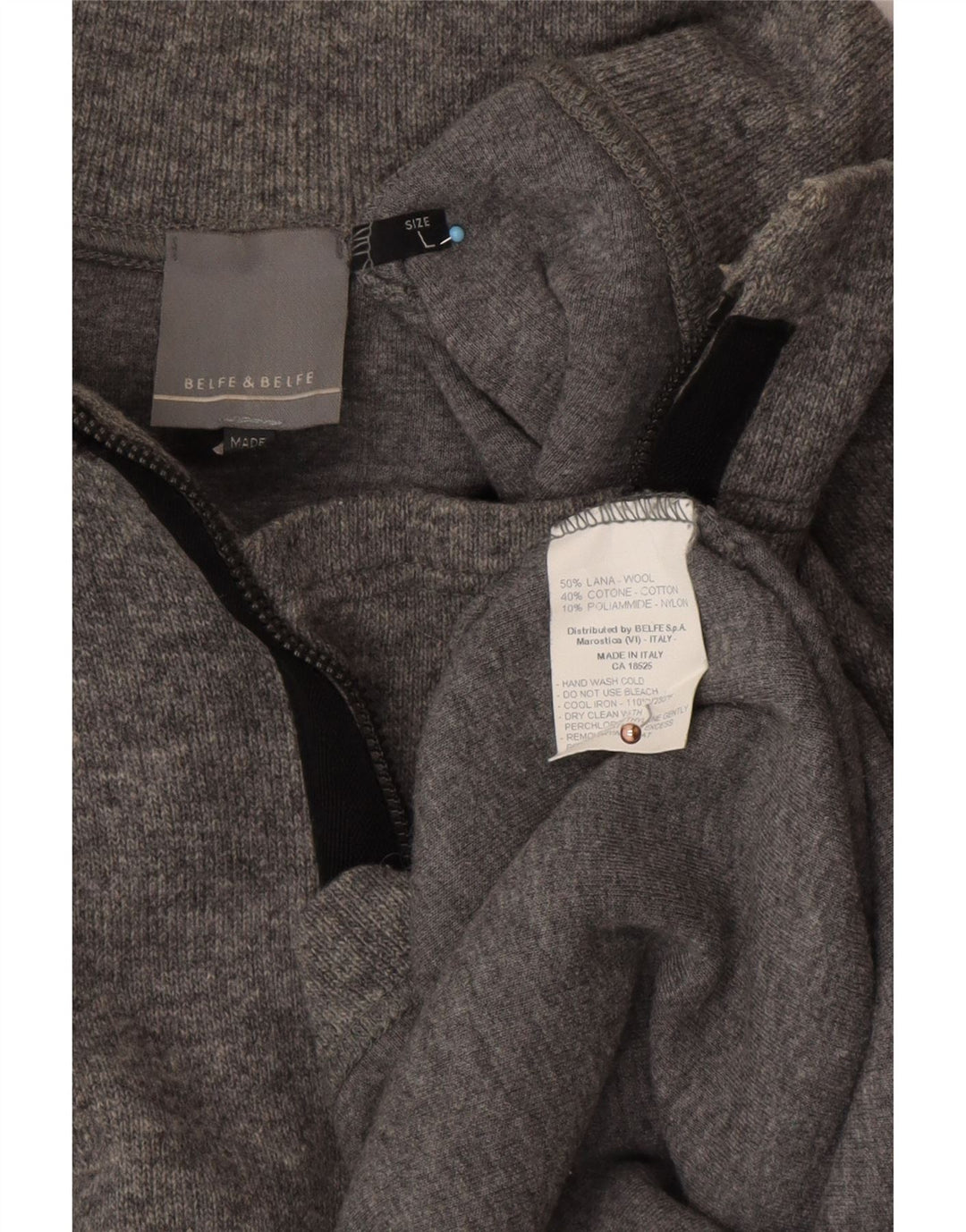 BELFE & BELFE Muški džemper s izrezom i velikim sivim vunenim puloverom