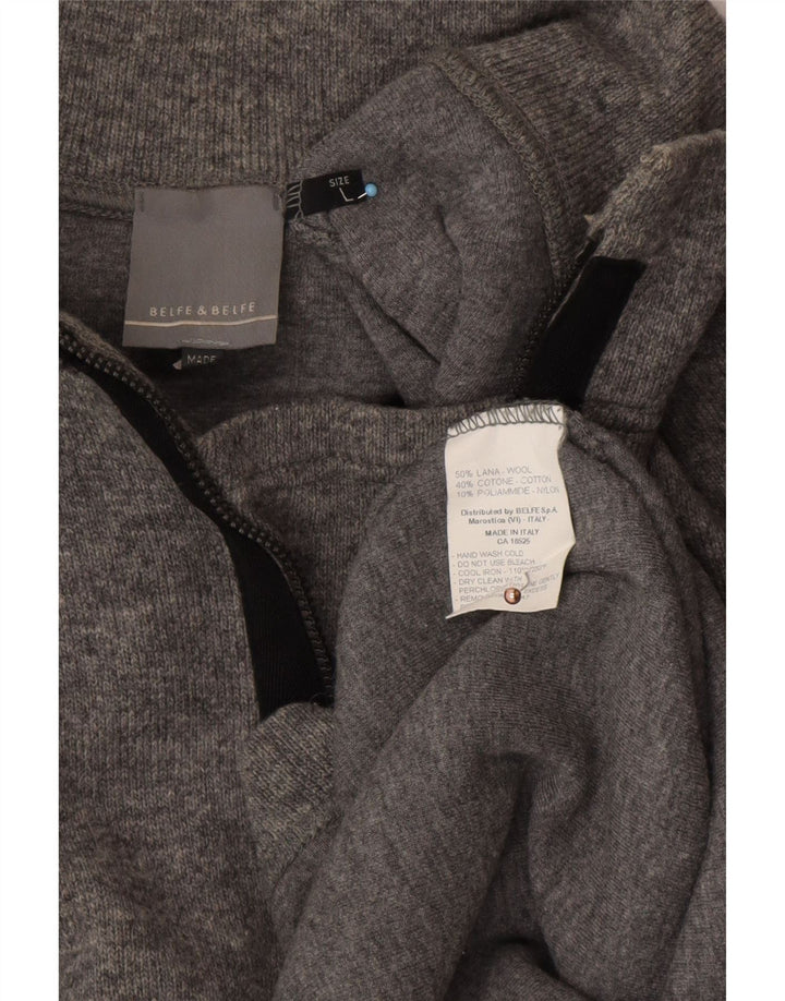 BELFE & BELFE Muški džemper s izrezom i velikim sivim vunenim puloverom