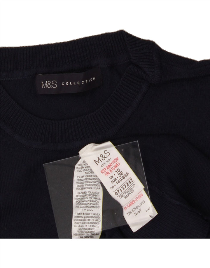 MARKS & SPENCER Womens Crew Neck Jumper Sweater UK 10 Small Navy Blue Vintage Marks & Spencer and Second-Hand Marks & Spencer from Messina Hembry 