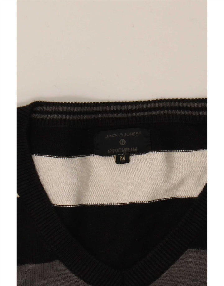 Jack & Jones muški džemper s V-izrezom srednje crne pruge