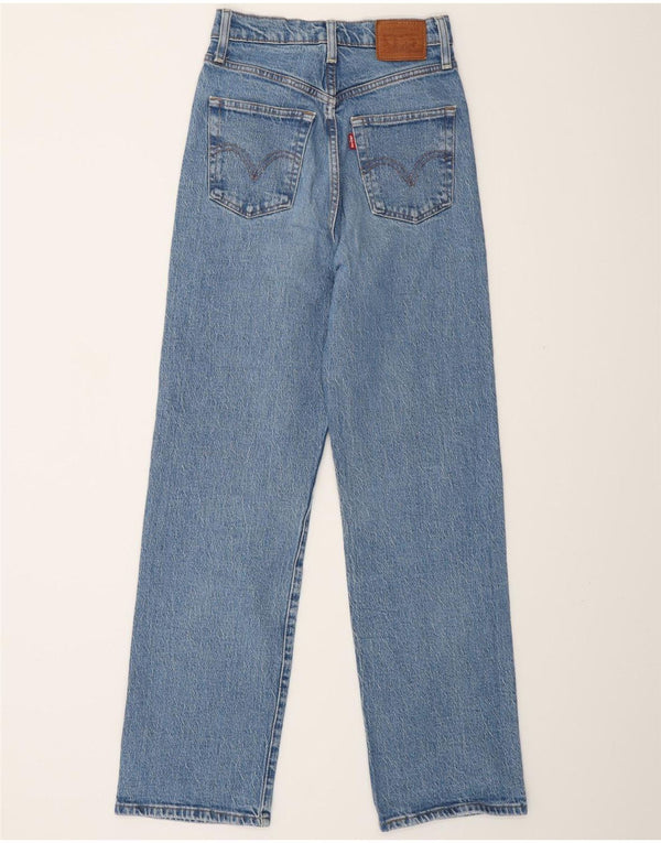 LEVI'S ženske ravne traperice s prsnim košem W24 L28 plavi pamuk