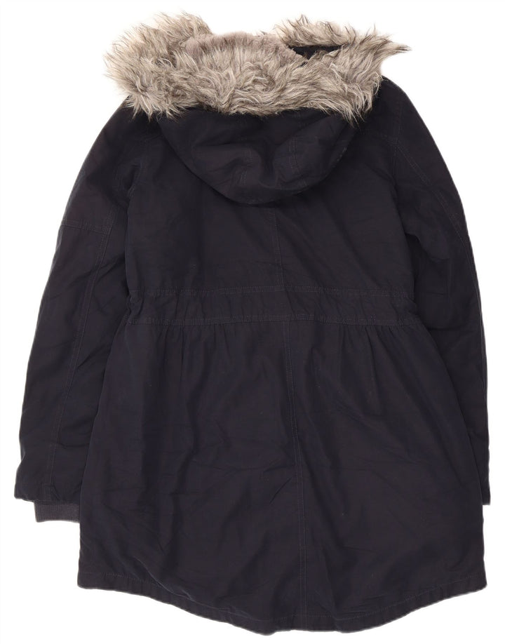 Oasis ženska šerpa parka jakna s kapuljačom UK 10 mala tamnoplava poliester