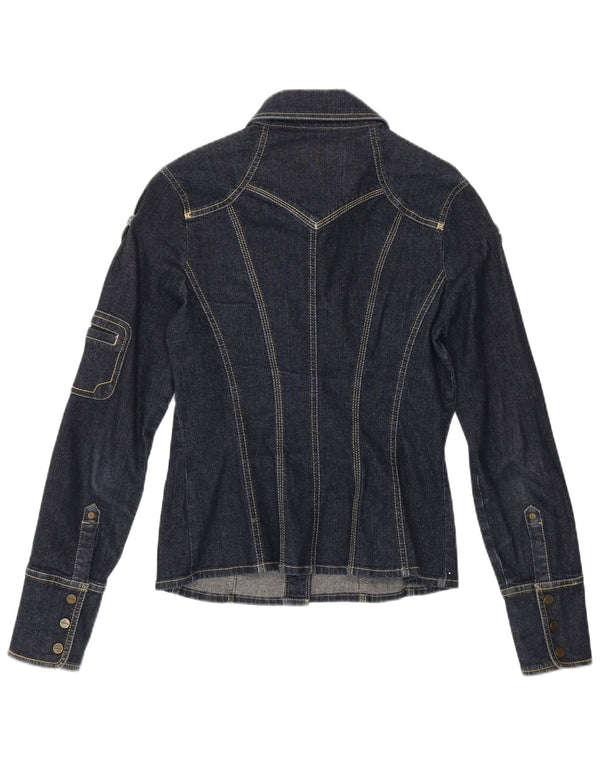 KAREN MILLEN Ženska vojna traper košulja UK 10 Mali plavi pamuk