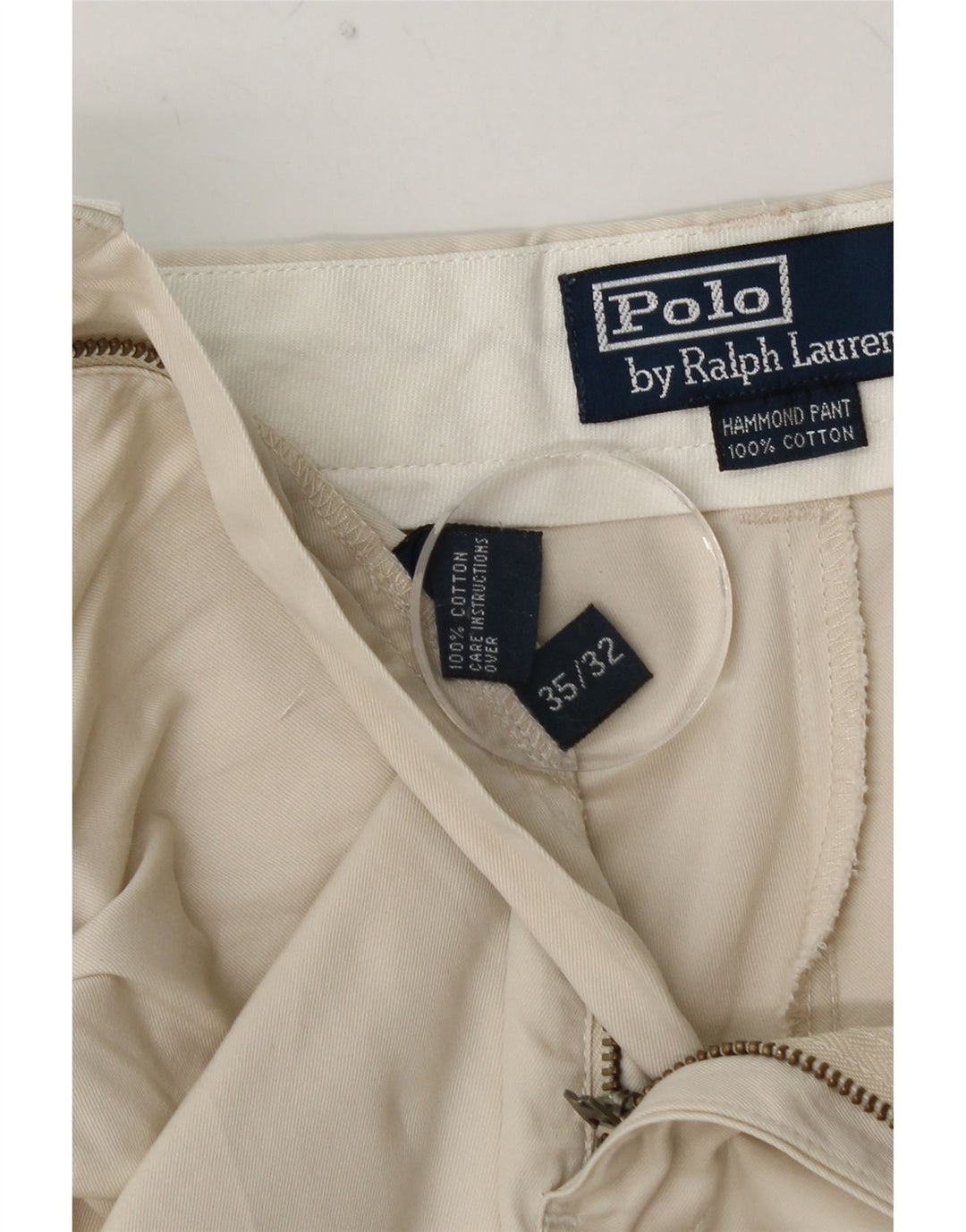 POLO RALPH LAUREN Muške chino hlače s klinovima W35 L32 Pamuk od bijele boje