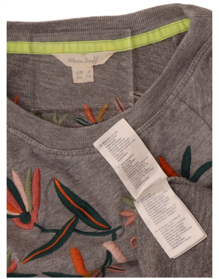 WHITE STUFF Ženska majica s kratkim rukavima UK 6 XS Sivi cvjetni pamuk