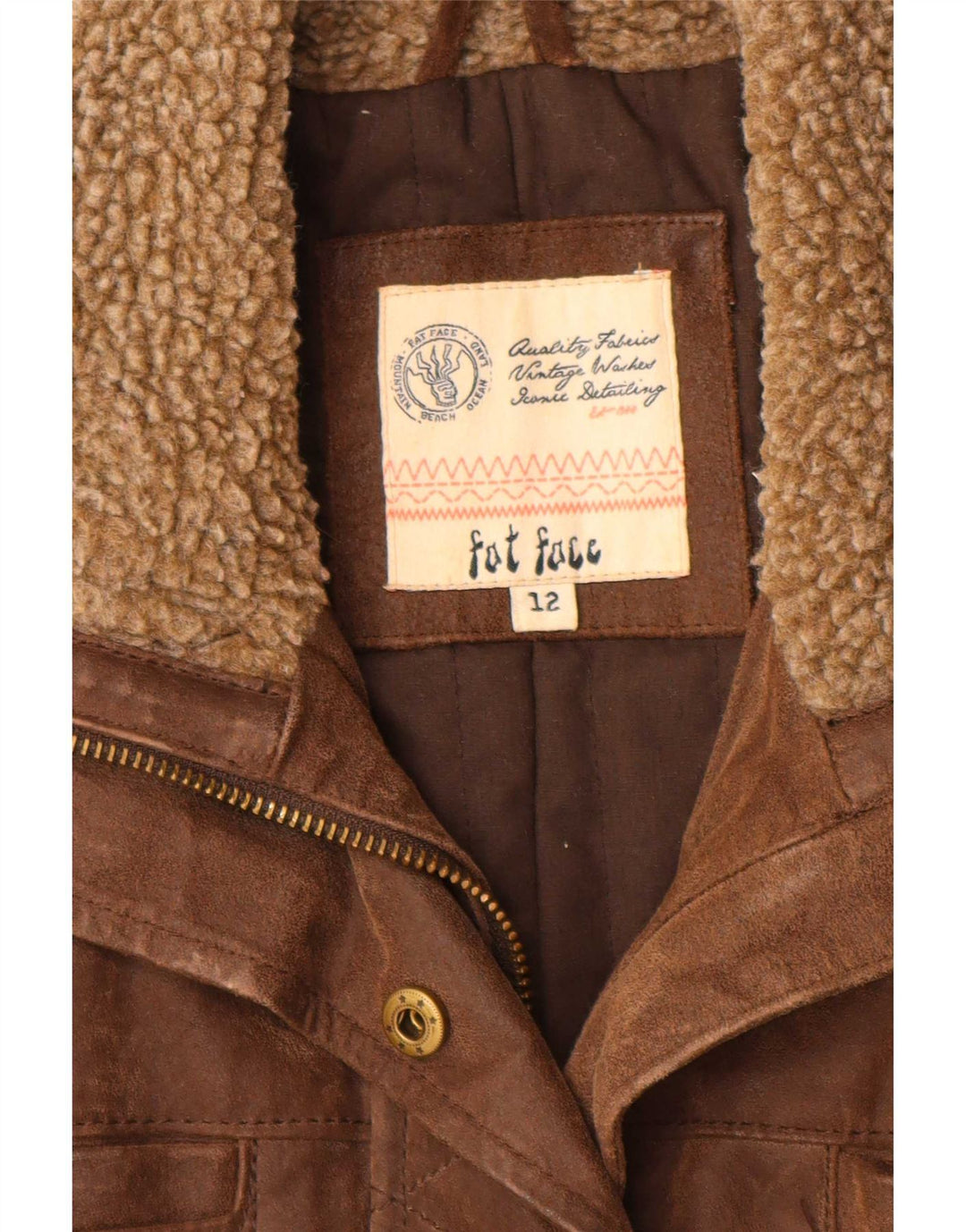 Fat Face ženska vintage fit kožna jakna UK 12 srednje smeđa