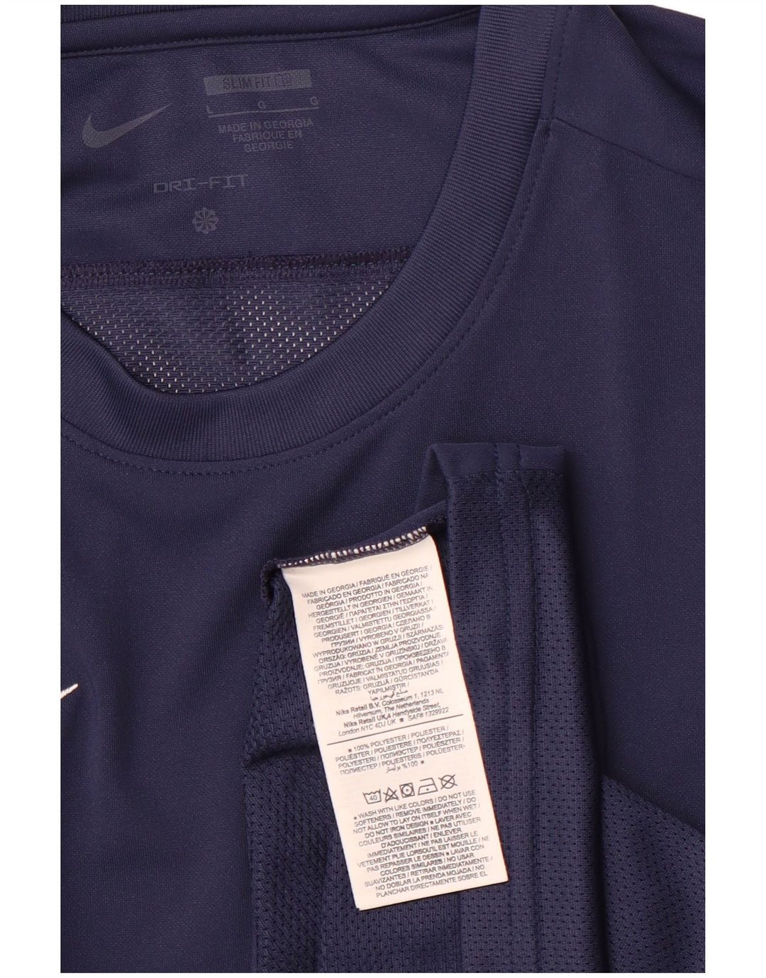 NIKE muška Dri Fit Slim Fit majica dugih rukava, veliki tamnoplavi poliester