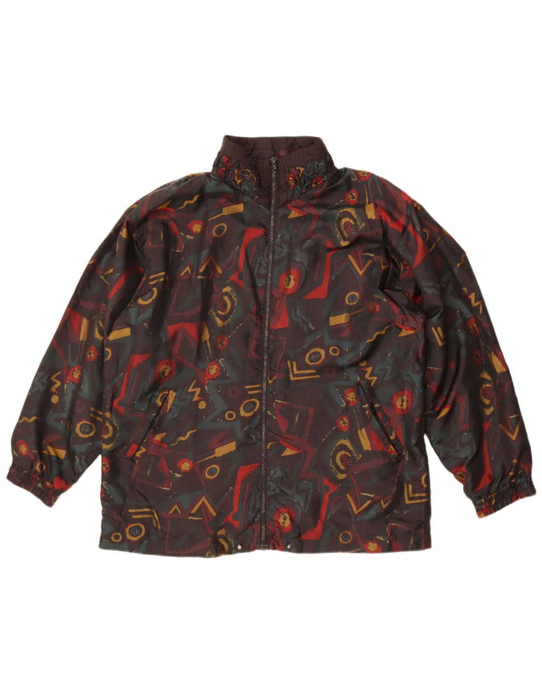 Lavon ženska bomber jakna s apstraktnim uzorkom UK 16 Veliki crni najlon