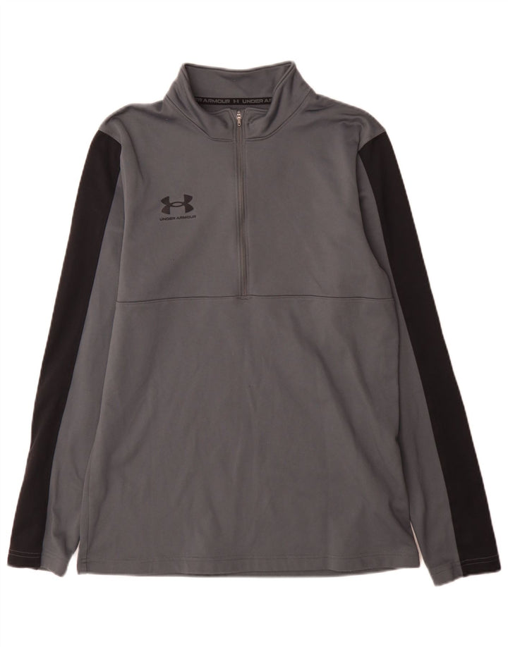 Under Armour Ženska majica s izrezom s patentnim zatvaračem Regular Fit, dugih rukava, srednje sive sportske