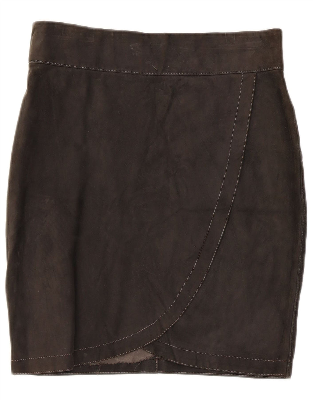 Vintage ženska suknja od brušene kože W28 srednje crna