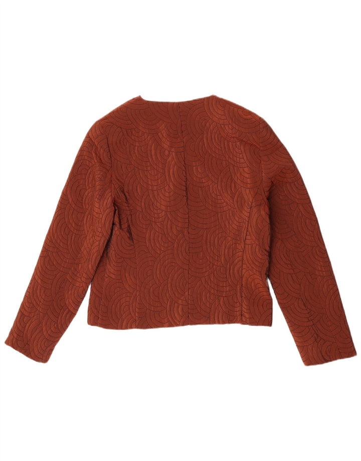 Vintage ženski sako s 3 gumba UK 14 srednje smeđi geometrijski acetat